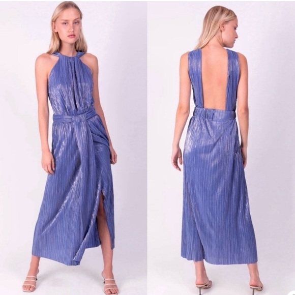 Sabina Musayev Shiraz Shimmering Purple Halter Dress Size Large - Picture 9 of 9